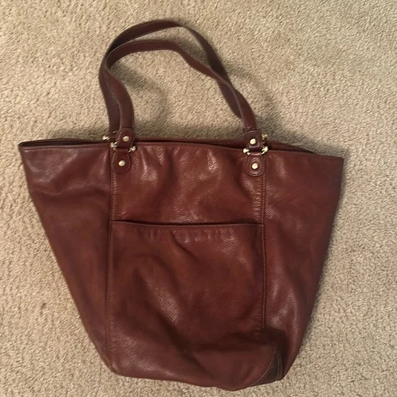 Liz Claiborne Elegant Brown Leather Tote Bag - Picture 2 of 6
